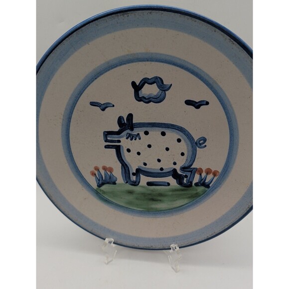 M.A. Hadley Pottery Hand Painted Folk Art Country 11" Piggy Dinner Plate - Picture 2 of 6